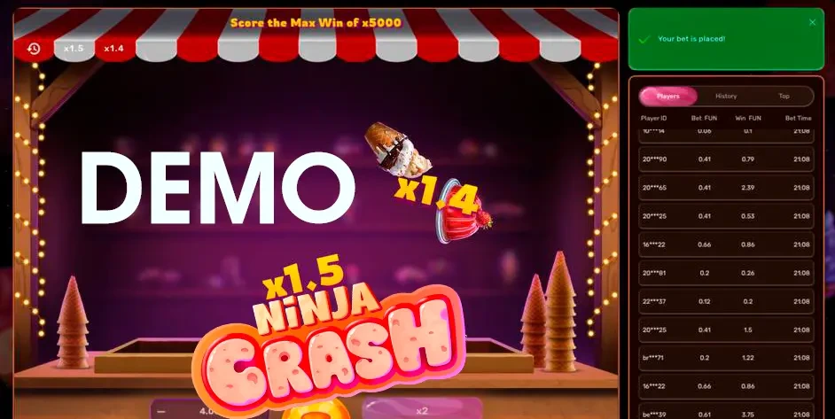 Arte promocional de Ninja Crash — un ninja junto al logotipo del juego, de Galaxsys